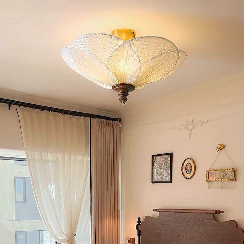 Đèn trần vải xếp li hoa mận cổ điển, Đèn chùm bằng gỗ Led hậu hiện đại, Phòng ngủ, Phòng khách, Đèn treo trang trí phòng ăn