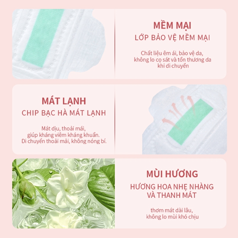 【SevonStory ⑦】Combo 7 gói Băng vệ sinh tích hợp chip bạc hà mát lạnh –  ban ngày & ban đêm (245mm/290mm), thấm hút nhanh, chống tràn, siêu mỏng, mặc như không . Khi giao hàng sẽ được che tên sản phẩm và tặng kèm túi đựng để bảo vệ quyền riêng tư của bạn.