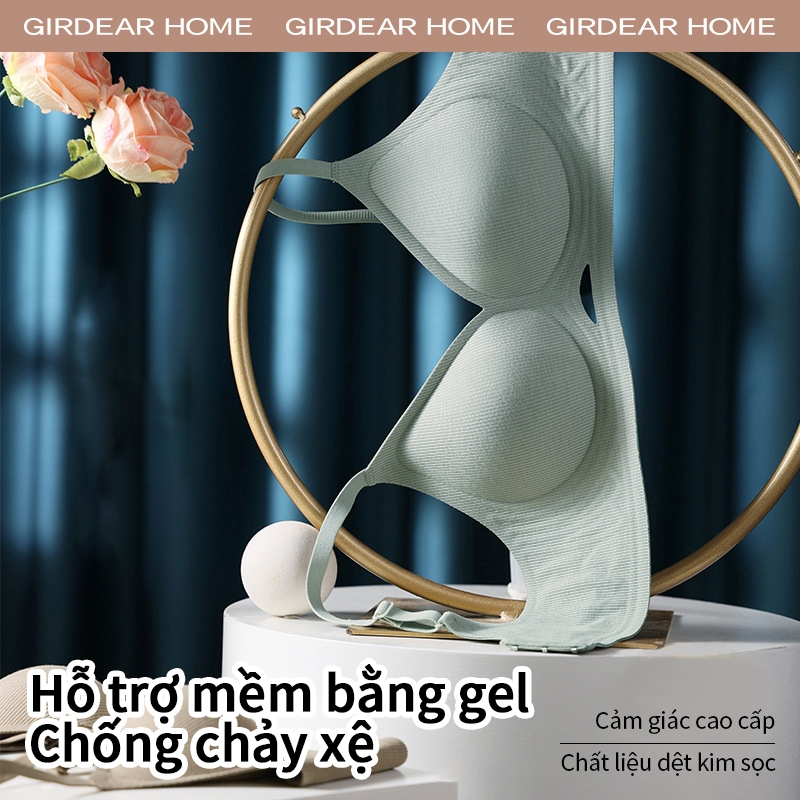 Girdear Home Nhà Liền Mạch Thạch Gel Áo Ngực Chữ Dây Cutout Push Up Áo Ngực Thoải Mái Tập Hợp Quần Lót Chống Trơn Trượt Cho Nữ,GH58