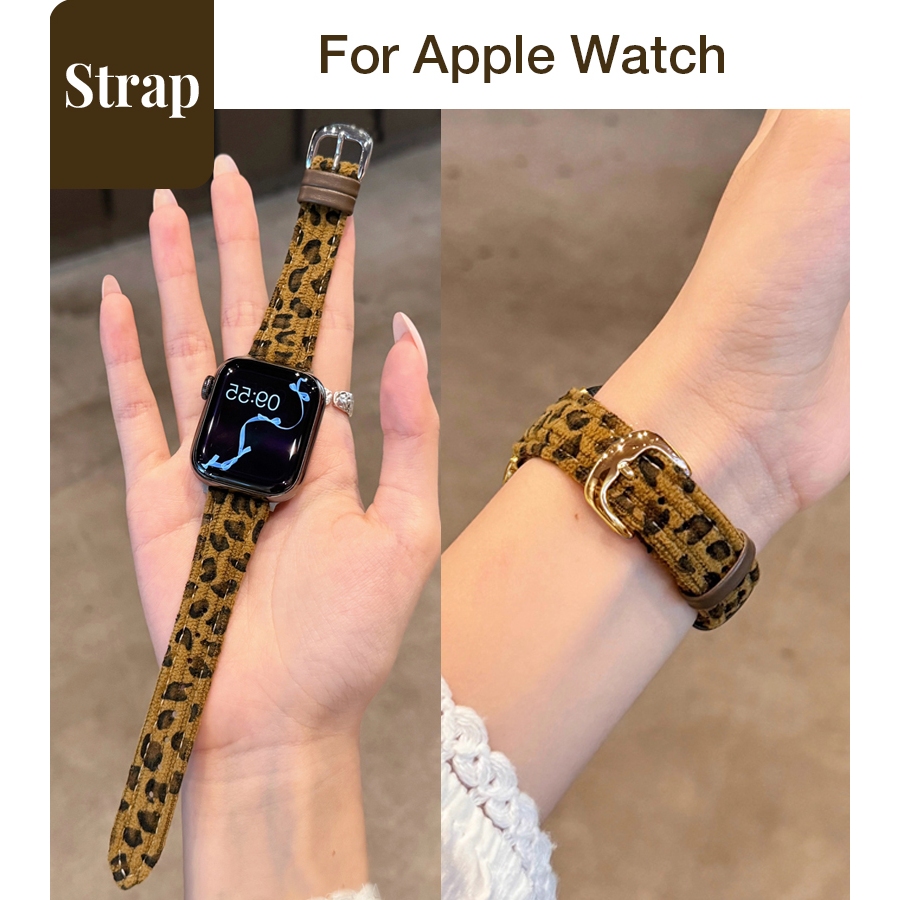 Dây đeo cổ tay mỏng hơn in họa tiết da báo thời trang dành cho nữ Thích hợp cho Apple Watch S11 SE3 Ultra3 S10 S9 S8 SE S7 S6 Ultra 49mm 46mm 42mm 40mm 44mm 41mm 45mm Dây đeo cổ tay