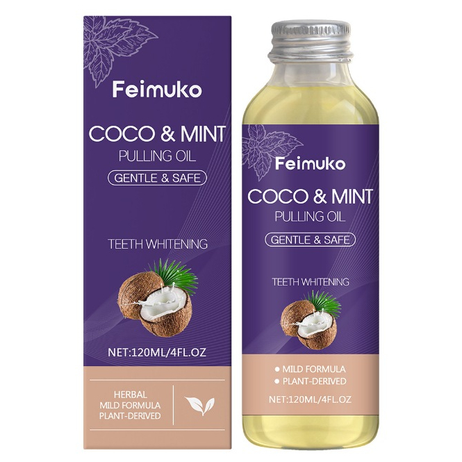 Feimuko Dầu Dừa & Bạc Hà Kéo Rửa Miệng Làm Trắng Răng Tự Nhiên - Nhẹ Nhàng & An Toàn 120ml