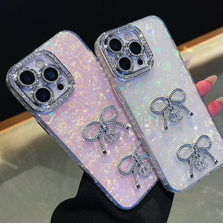 Phim Bảo Vệ Ống Kính Hồng Trắng Laser Trái Tim Tình Yêu Kim Cương Nơ Ốp Lưng Điện Thoại iPhone 17Promax 16Promax 11 12 13 14 15 Pro Max 14Plus Vỏ Di Động Nữ Chống Sốc