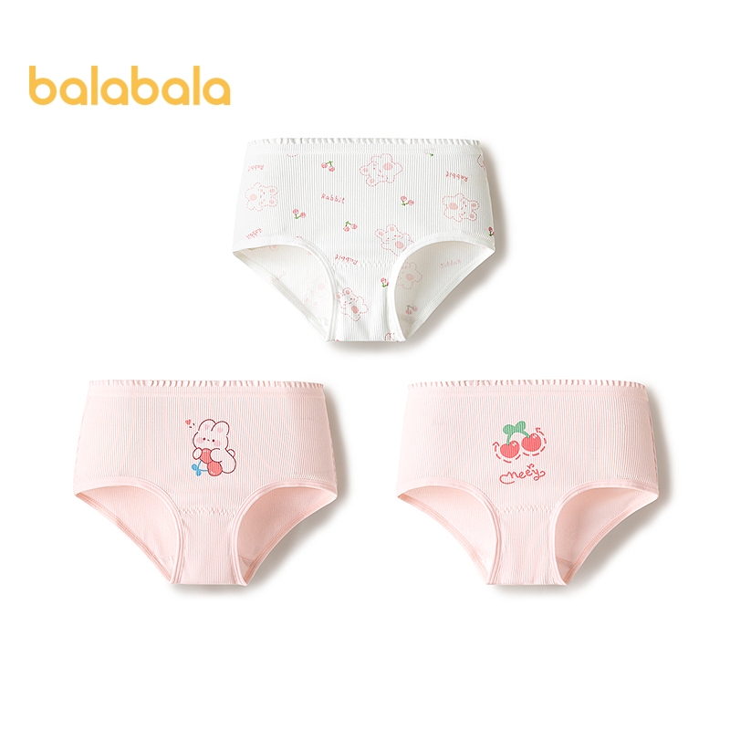 Balabala Bé Gái Quần Lót Trẻ Em Tam Giác Tóm Tắt Lớn Kid Chống Thấm Nước Chống Gió Chống Vết Bẩn Ba Gói Mềm Thoáng Khí Thoải Mái Quần Lót Lớp Đế Mặc Hàng Ngày