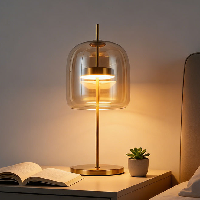 Đèn bàn thủy tinh Bắc Âu, Đèn bàn Led cắm vào phong cách Bauhaus hiện đại, Phòng khách, Học tập, Đèn trang trí quầy Bar