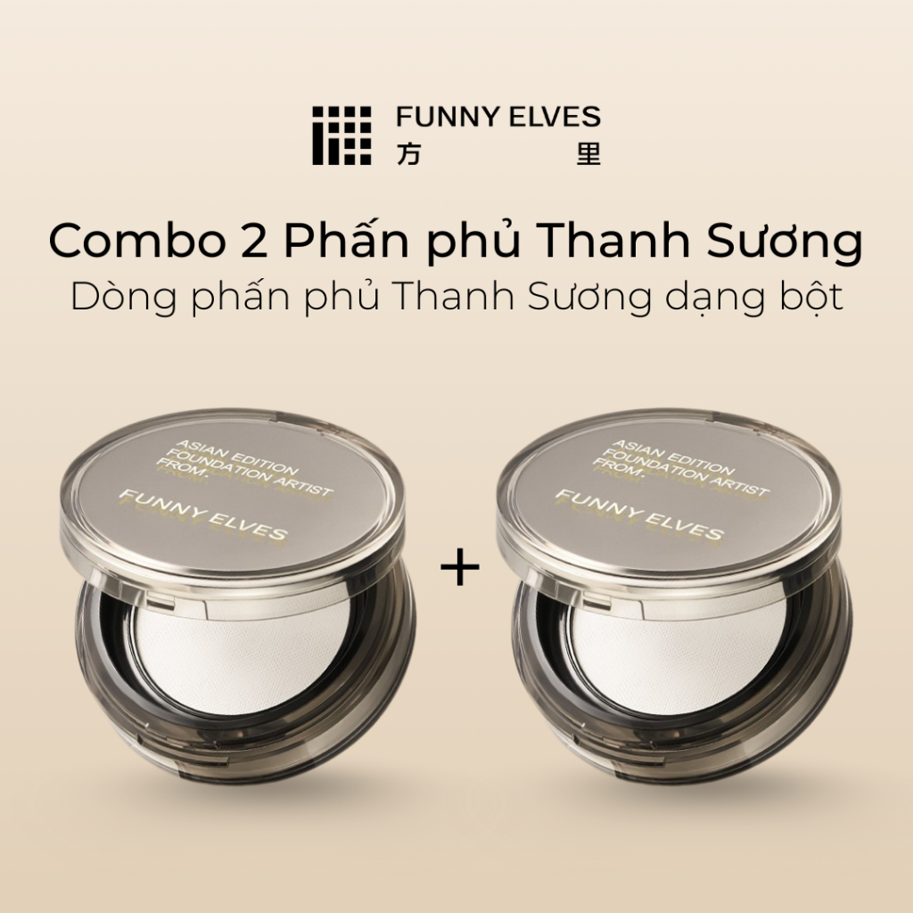 FunnyElves Phấn Phủ Bột Thanh Sương Mịn Màng | Hạt phấn mịn, giữ lớp trang điểm bền màu, không bị mốc | Che mờ lỗ chân lông, chống nước và mồ hôi | Tạo lớp trang điểm mờ mịn cao cấp – Combo siêu giá trị 8g+8g