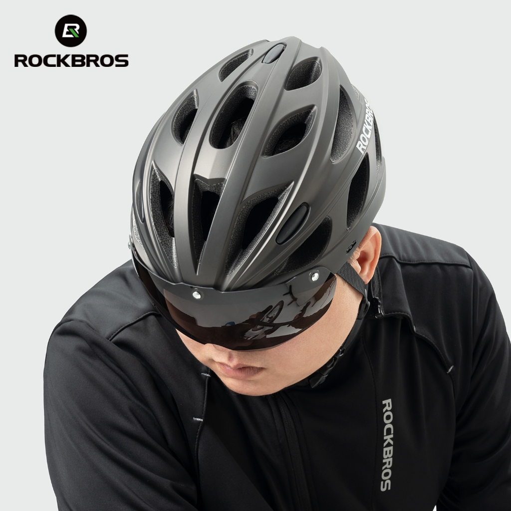 Rockbros Mũ Bảo Hiểm Xe Đạp Leo Núi Kèm Kính Bảo Hộ 58-65CM
