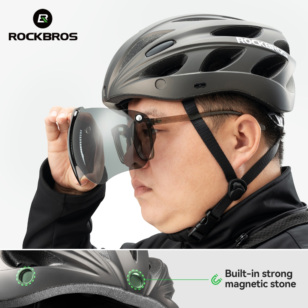 Rockbros Mũ Bảo Hiểm Xe Đạp Leo Núi Kèm Kính Bảo Hộ 58-65CM