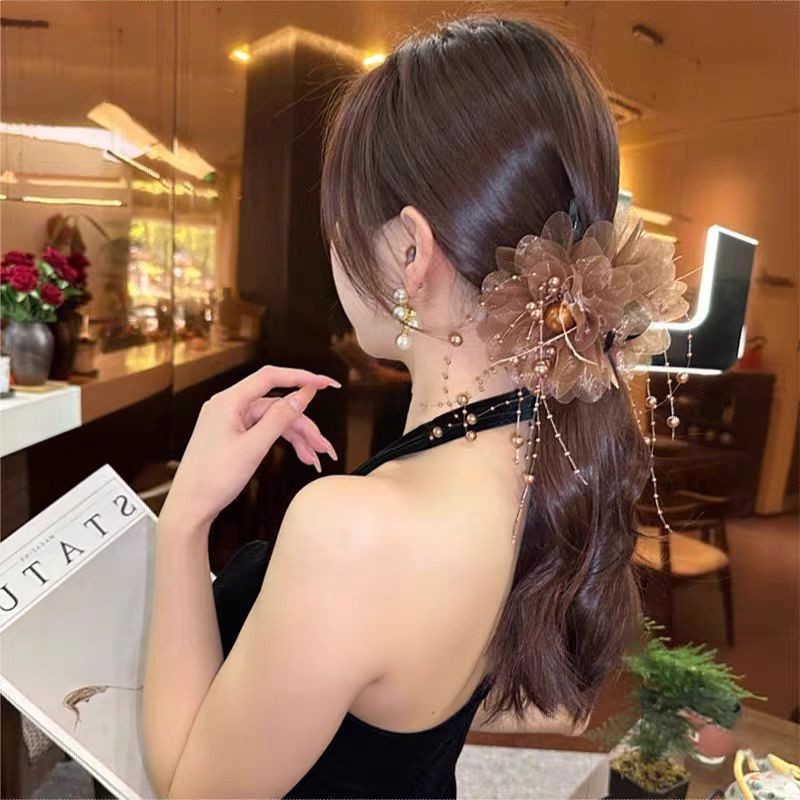 Kẹp Tua Rua Hạt Lông Vũ Cao Cấp - Phụ Kiện Tóc Cho Nữ Đi Làm
