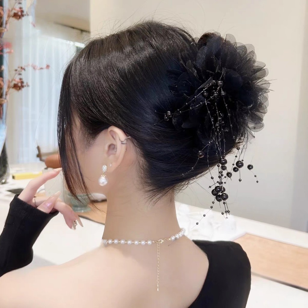 Kẹp Tua Rua Hạt Lông Vũ Cao Cấp - Phụ Kiện Tóc Cho Nữ Đi Làm