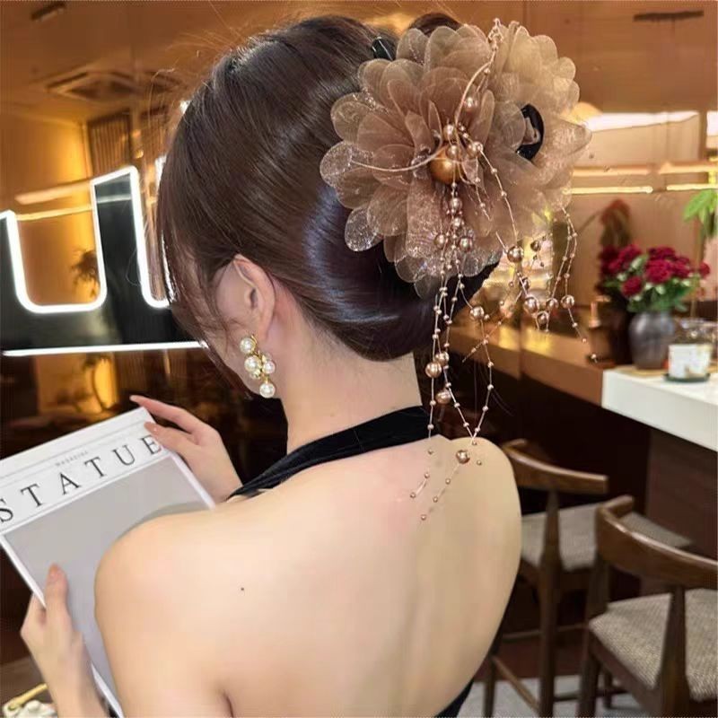 Kẹp Tua Rua Hạt Lông Vũ Cao Cấp - Phụ Kiện Tóc Cho Nữ Đi Làm