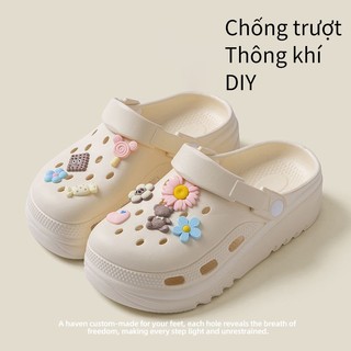 Dép Sục Quai Hậu Không Thấm Nước Nam Nữ Classic Nữ Êm Chân Kèm Charm Dễ Thương - 01