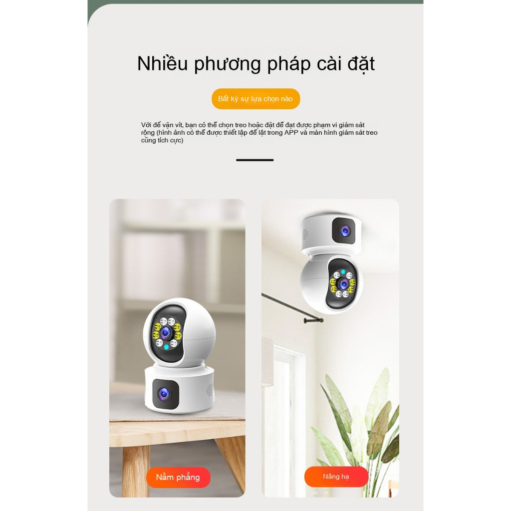 Camera thông minh Giám sát màn hình kép Hộ gia đình 2 triệu HD Tầm nhìn ban đêm trong nhà Camera giám sát 360 không dây