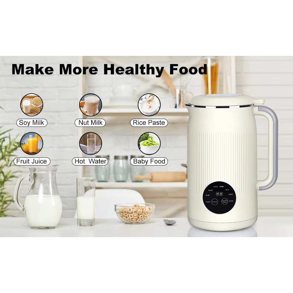 Màn hình cảm ứng gia đình Tự động làm sạch đa chức năng Máy làm sữa đậu nành bằng thép không gỉ 316 Máy cắt tường Không sôi Không lọc 4-5 người