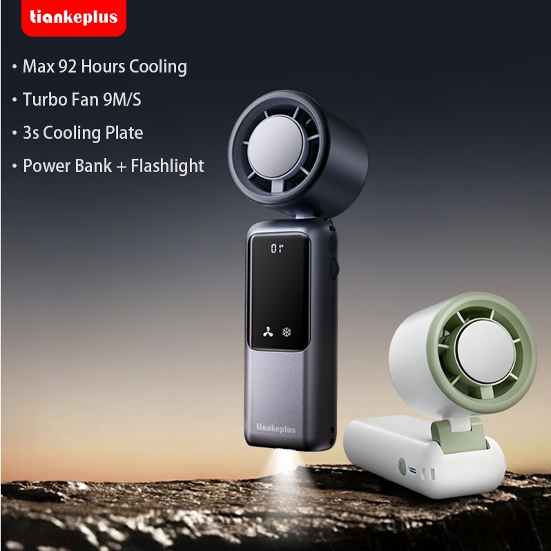 Quạt Tiankeplus TF50 Turbo 9000 mAh Quạt Mini có thể sạc lại di động Gió mạnh 199 tốc độ | Quạt tiện dụng có thể gập lại với Powerbank & Đèn pin | Quà Giáng Sinh Hoàn Hảo