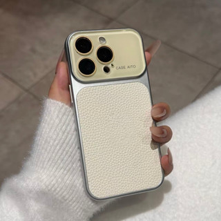 Phim bảo vệ ống kính thủy tinh Họa tiết vải lanh Vỏ điện thoại bằng da PU cho iPhone 17Promax 17Pro 14 15 16 Pro Max 13 Chống sốc ai Nút máy ảnh Nam Nữ Vỏ điện thoại di động