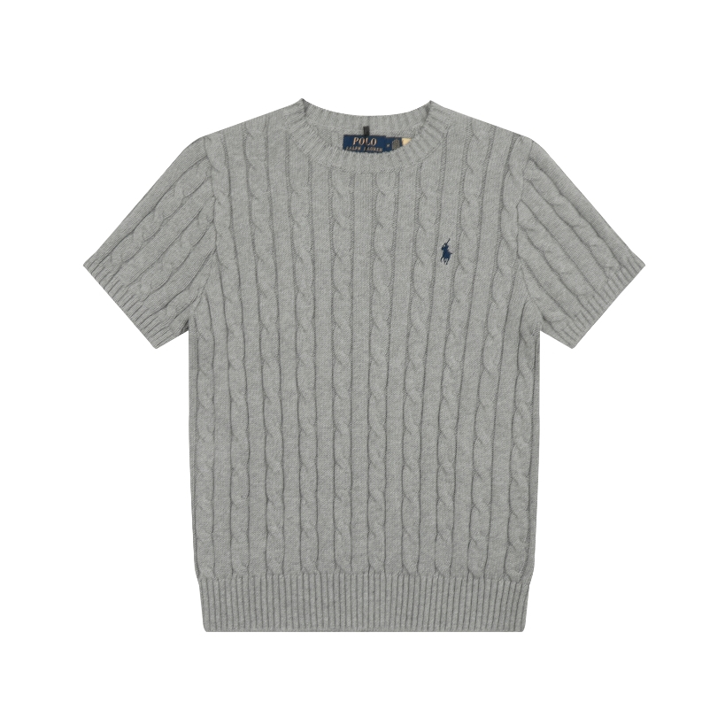 Áo knits cổ tròn, màu đơn giản, tay ngắn cổ điển, phù hợp mọi thời tiết