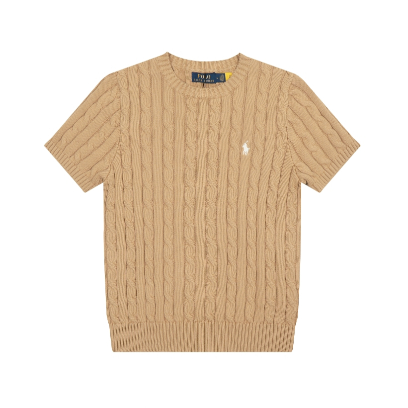 Áo knits cổ tròn, màu đơn giản, tay ngắn cổ điển, phù hợp mọi thời tiết