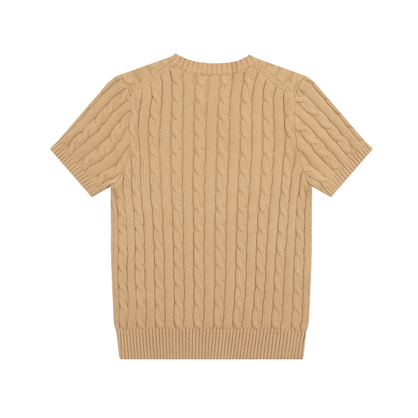 Áo knits cổ tròn, màu đơn giản, tay ngắn cổ điển, phù hợp mọi thời tiết