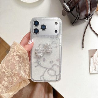 Ốp điện thoại chất liệu Acrylic hình mèo nơ iPhone 17 Pro max 16 Pro
