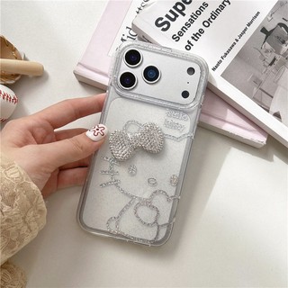 Ốp điện thoại chất liệu Acrylic hình mèo nơ iPhone 17 Pro max 16 Pro