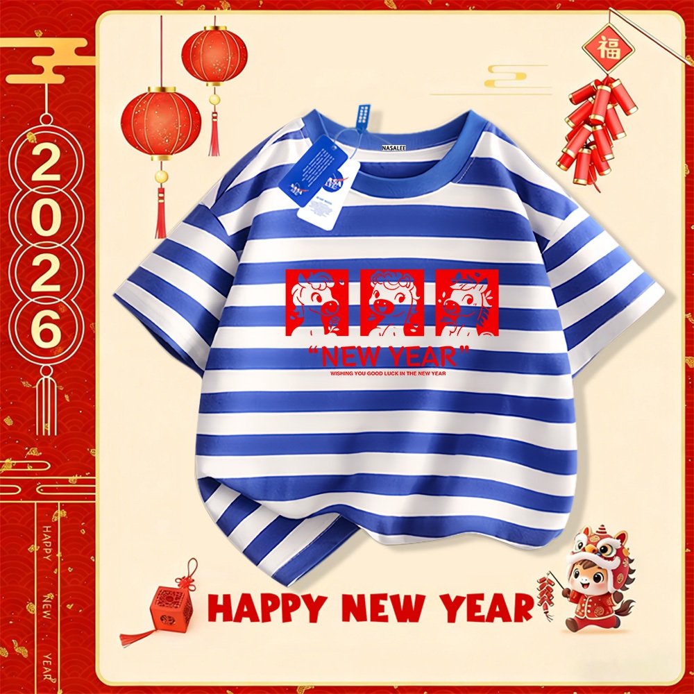 💥Xu hướng hot 2025 💥 Áo thun trẻ em NASA họa tiết năm Bính Ngọ — Chất liệu cotton — Unisex — Giao hàng ngay