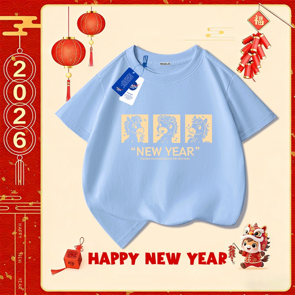 💥Xu hướng hot 2025 💥 Áo thun trẻ em NASA họa tiết năm Bính Ngọ — Chất liệu cotton — Unisex — Giao hàng ngay