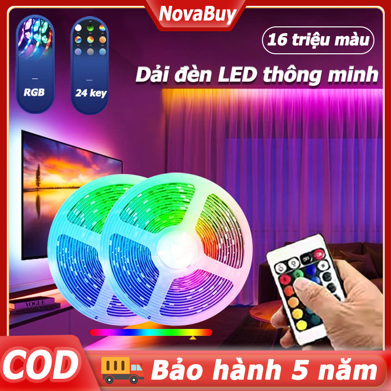 Dây Led RGB 2025, Dải LED USB Đèn 16 Triệu Màu  Trang Trí Decor Phòng, Điều Khiển Bằng Remote Đèn trang trí Tết