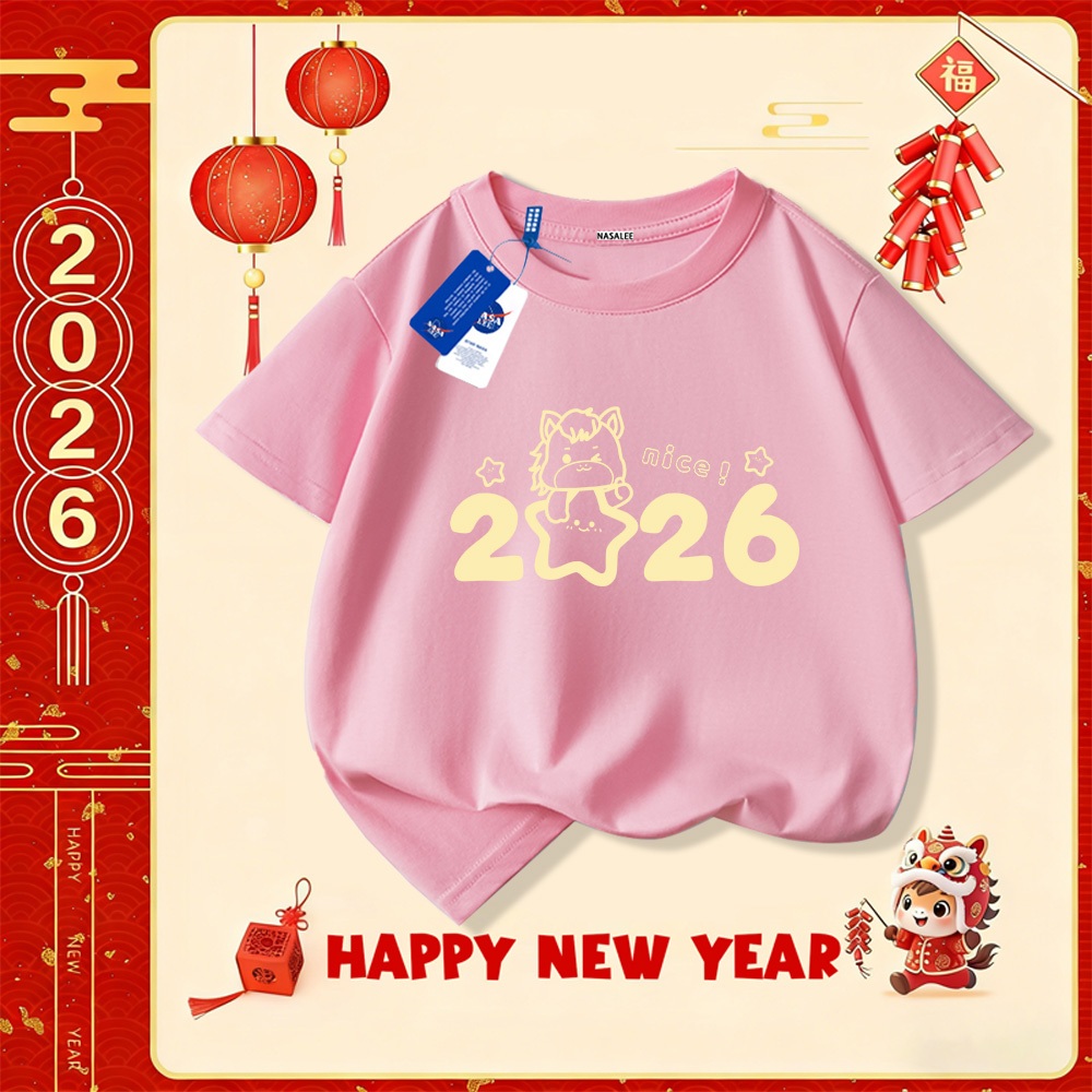 💥Xu hướng hot 2025 💥 Áo thun trẻ em NASA họa tiết năm Bính Ngọ — Chất liệu cotton — Unisex — Giao hàng ngay