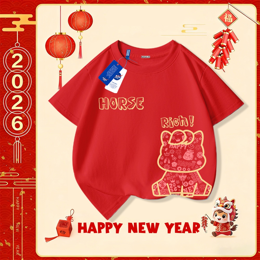 💥 Xu hướng hot 2025 💥 Áo thun trẻ em NASA họa tiết năm Bính Ngọ — 100% cotton — Unisex — Giao hàng ngay