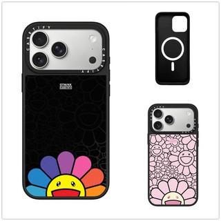 Không Dây Từ Tính Cho iPhone 17 16 15 14 13 Pro Max Plus Nụ Cười Cầu Vồng Hoa Miếng Dán Cạnh Đen Cứng Ốp điện thoại Khắc Logo