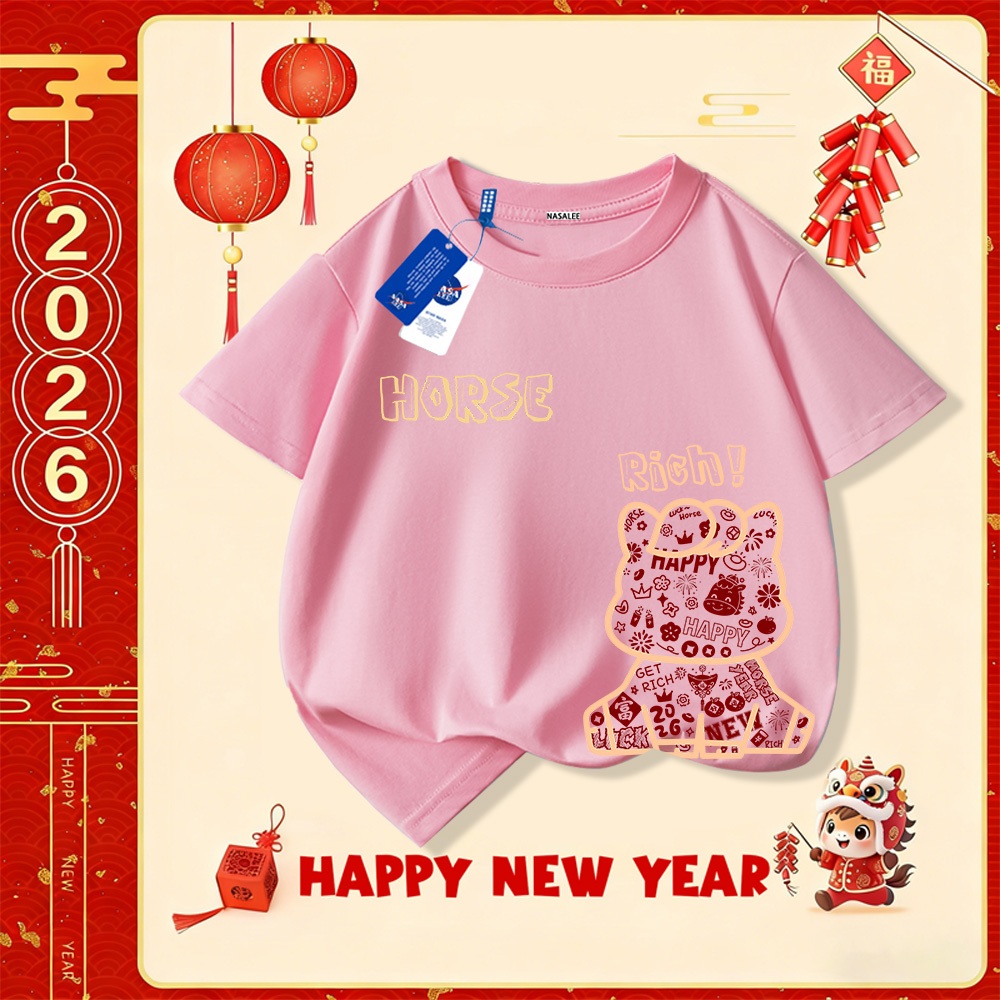 💥 Xu hướng hot 2025 💥 Áo thun trẻ em NASA họa tiết năm Bính Ngọ — 100% cotton — Unisex — Giao hàng ngay