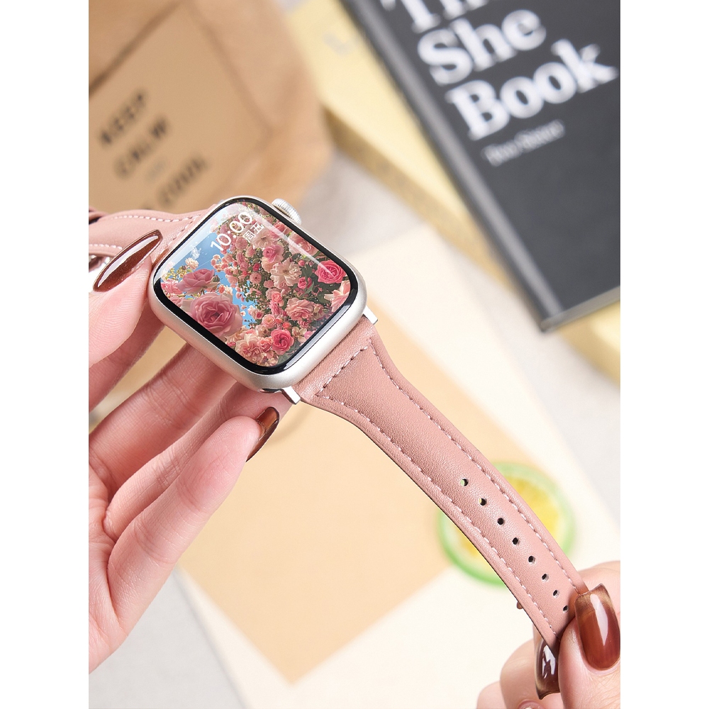 Nữ Phong Cách Cổ Điển Eo Nhỏ Mềm Mại Thoải Mái Dây Da Thật Chính Hãng Thích Hợp Cho Apple Watch S11 SE3 Ultra3 S10 S9 S8 SE S7 S6 Ultra 49mm 46mm 42mm 44mm 41mm 45mm Dây Đeo Tay