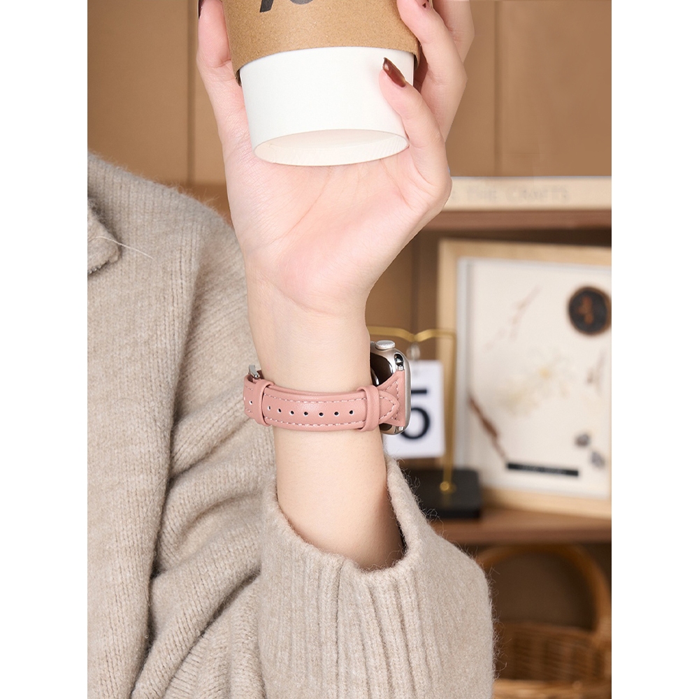 Nữ Phong Cách Cổ Điển Eo Nhỏ Mềm Mại Thoải Mái Dây Da Thật Chính Hãng Thích Hợp Cho Apple Watch S11 SE3 Ultra3 S10 S9 S8 SE S7 S6 Ultra 49mm 46mm 42mm 44mm 41mm 45mm Dây Đeo Tay