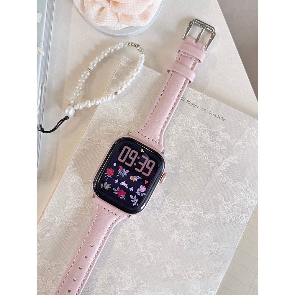 Nữ Phong Cách Cổ Điển Eo Nhỏ Mềm Mại Thoải Mái Dây Da Thật Chính Hãng Thích Hợp Cho Apple Watch S11 SE3 Ultra3 S10 S9 S8 SE S7 S6 Ultra 49mm 46mm 42mm 44mm 41mm 45mm Dây Đeo Tay