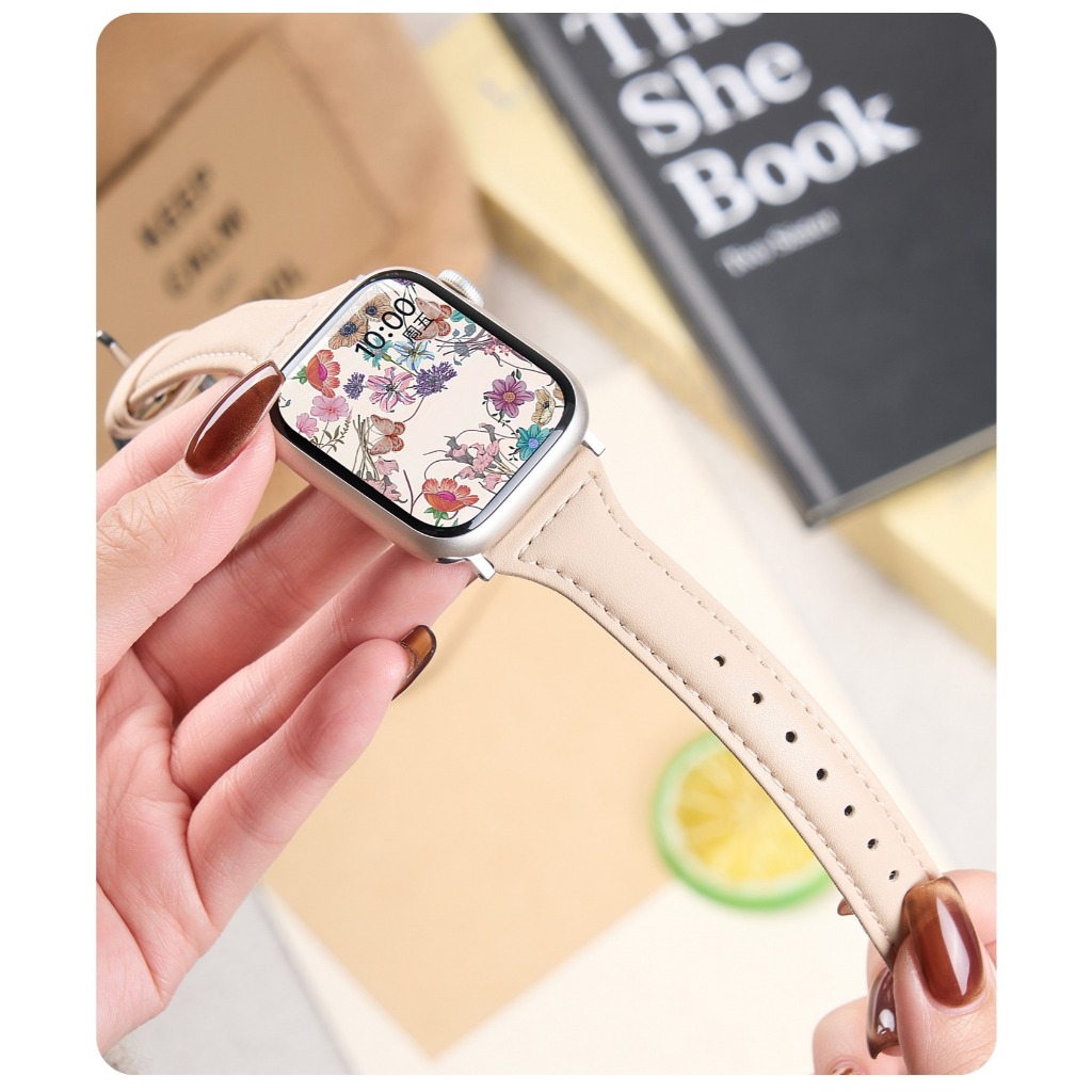 Nữ Phong Cách Cổ Điển Eo Nhỏ Mềm Mại Thoải Mái Dây Da Thật Chính Hãng Thích Hợp Cho Apple Watch S11 SE3 Ultra3 S10 S9 S8 SE S7 S6 Ultra 49mm 46mm 42mm 44mm 41mm 45mm Dây Đeo Tay