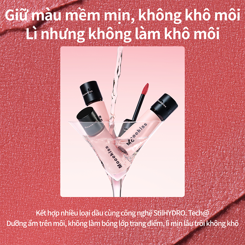 [KOL] Son Mooekiss Velvet Mist, Lì Mịn Nhẹ Môi, Lâu Trôi, Tôn Da 3g
