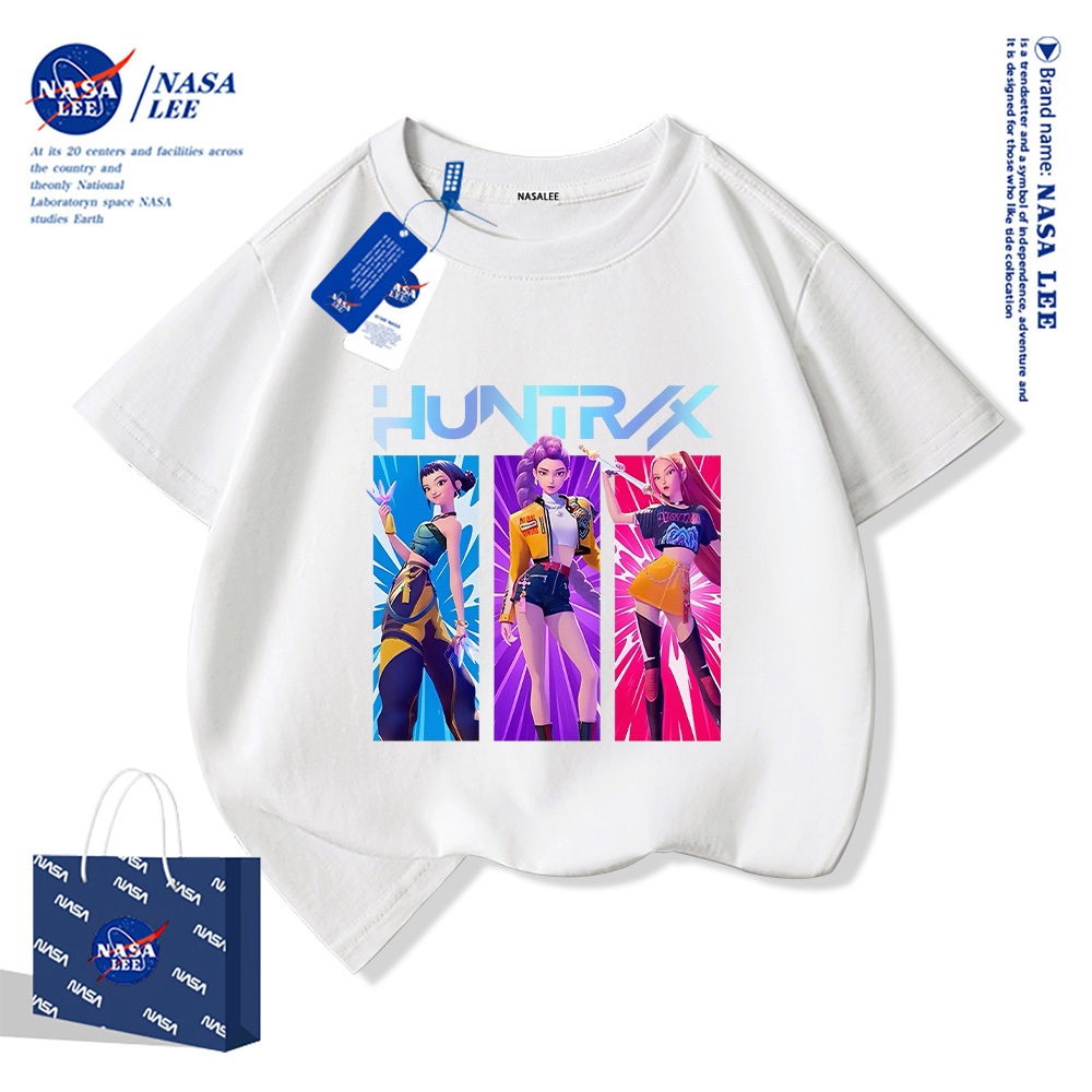 Áo thun ngắn tay NASA 100% cotton cho trẻ em, in hình nhóm "Huntress" (Hội săn ma), thoáng mát và thoải mái, phù hợp cho bé trai bé gái.