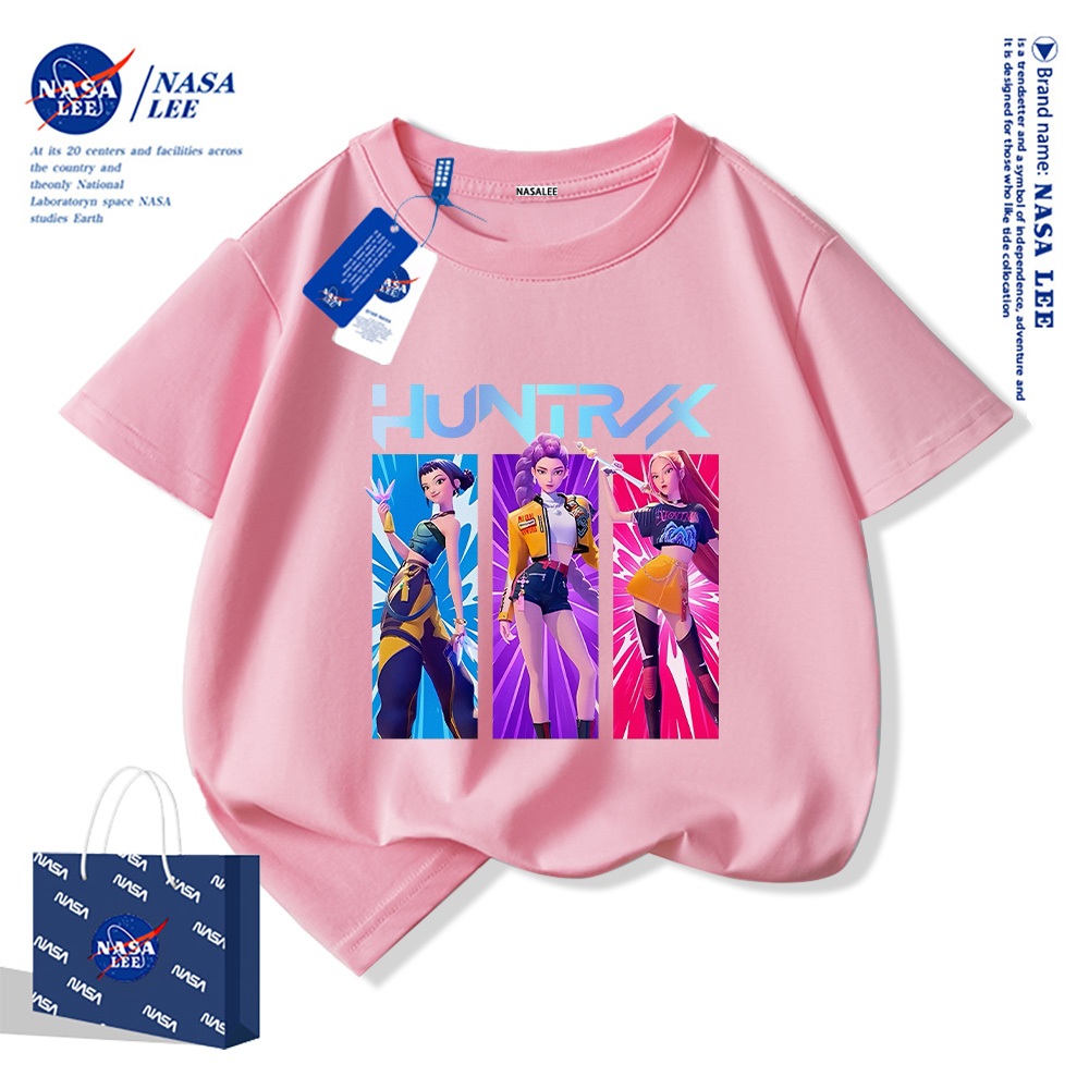 Áo thun ngắn tay NASA 100% cotton cho trẻ em, in hình nhóm "Huntress" (Hội săn ma), thoáng mát và thoải mái, phù hợp cho bé trai bé gái.