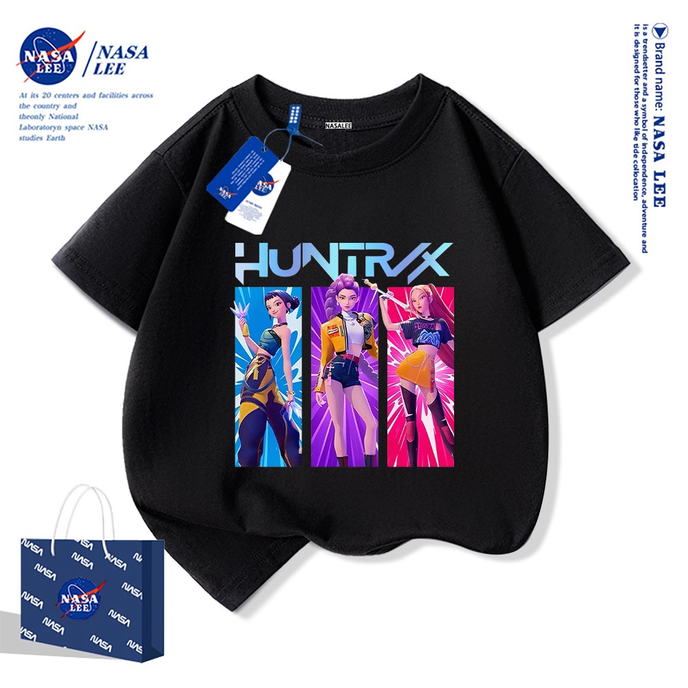 Áo thun ngắn tay NASA 100% cotton cho trẻ em, in hình nhóm "Huntress" (Hội săn ma), thoáng mát và thoải mái, phù hợp cho bé trai bé gái.