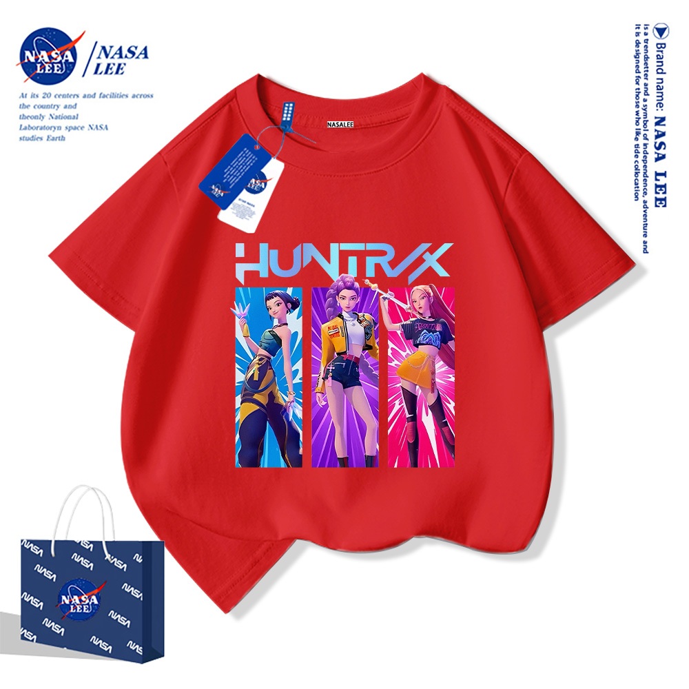 Áo thun ngắn tay NASA 100% cotton cho trẻ em, in hình nhóm "Huntress" (Hội săn ma), thoáng mát và thoải mái, phù hợp cho bé trai bé gái.