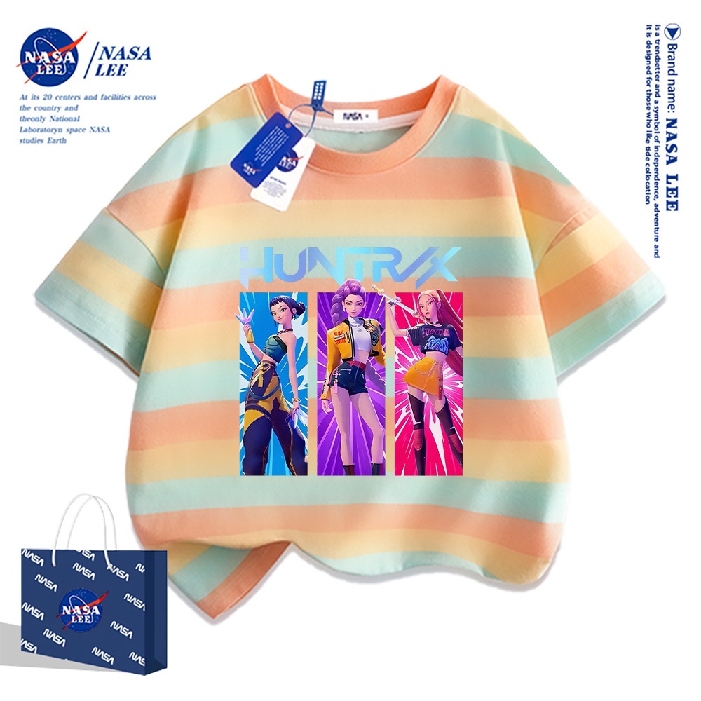 Áo thun ngắn tay NASA 100% cotton cho trẻ em, in hình nhóm "Huntress" (Hội săn ma), thoáng mát và thoải mái, phù hợp cho bé trai bé gái.