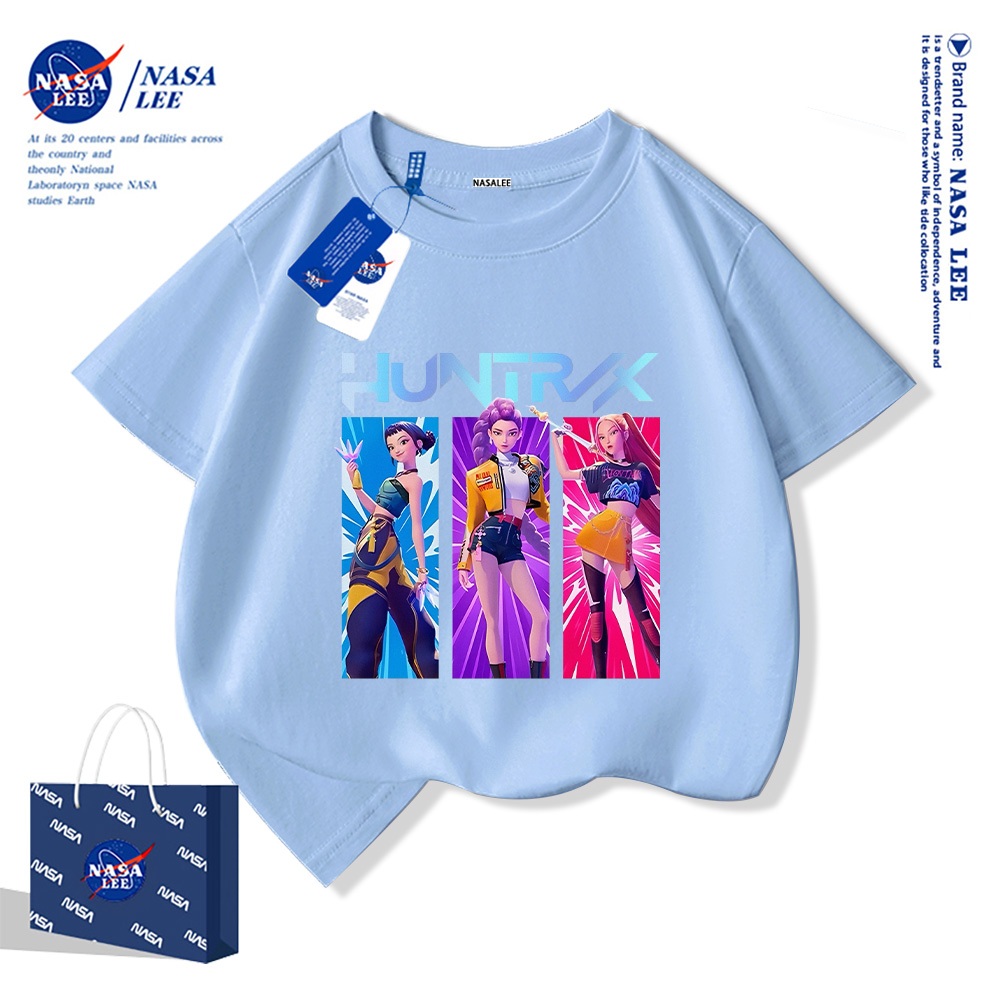 Áo thun ngắn tay NASA 100% cotton cho trẻ em, in hình nhóm "Huntress" (Hội săn ma), thoáng mát và thoải mái, phù hợp cho bé trai bé gái.