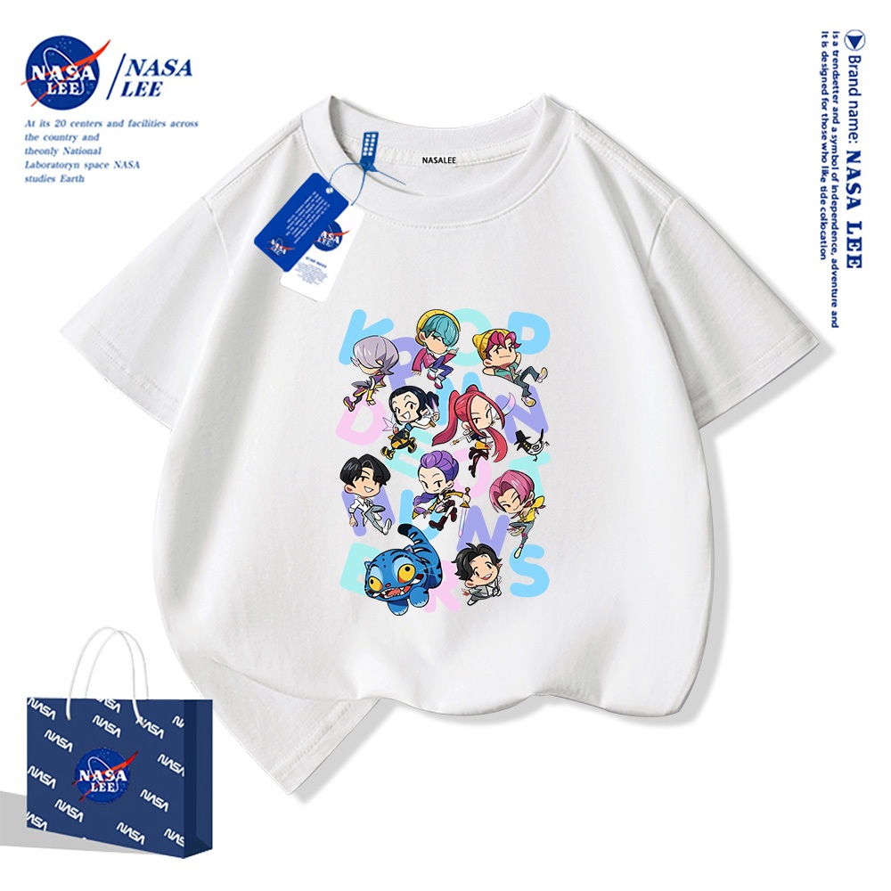 Áo thun ngắn tay NASA 100% cotton cho trẻ em, in hình nhóm "Huntress" (Hội săn ma), thoáng mát và thoải mái, phù hợp cho bé trai bé gái.