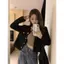 áo khoác dạ nữ mùa đông dễ thương lót lông cừu thu hàn quốc áo khoác đen cardigan y2k mỏng ngoài sang chảnh