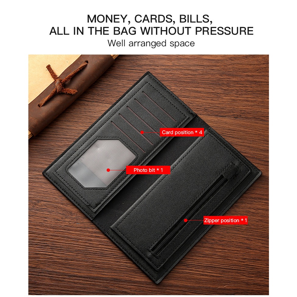 Ví nam Ví dài Da PU Ví mỏng dompet lelaki Ví đựng thẻ