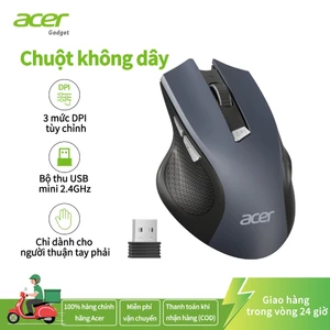 Chuột không dây acer cho máy tính xách tay Chuột máy tính 2.4GHz không dây với 6 nút 3 dpi có thể điều chỉnh Đầu thu USB-A 1600 dpi Tương thích với PC/Mac/Máy tính để bàn/Máy tính(Phù hợp với bàn tay cỡ trung và lớn)