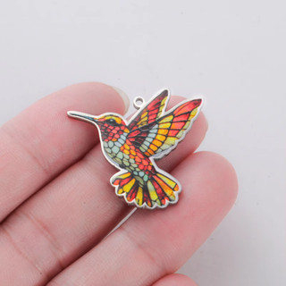 Mặt dây chuyền chim ruồi thép không gỉ đa màu sắc, tự làm trang sức, móc khóa và phụ kiện thời trang