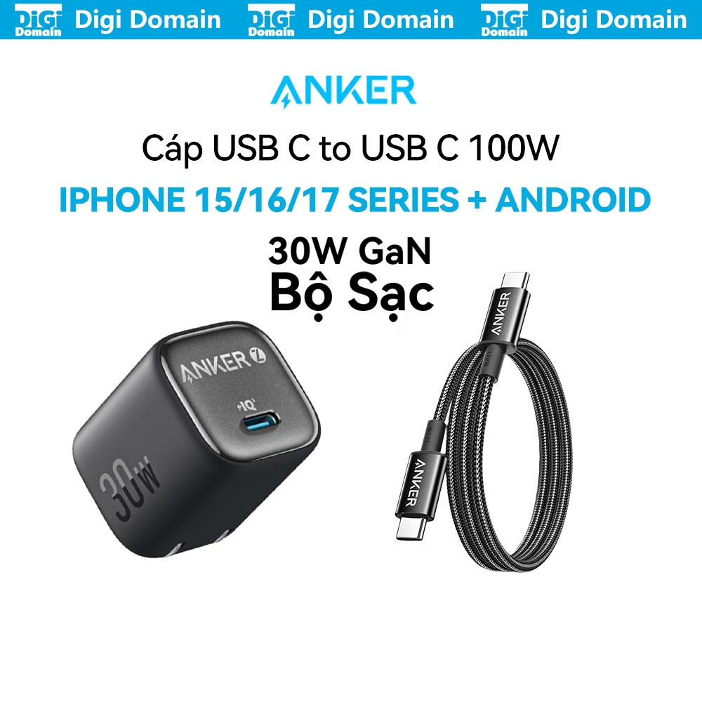 Anker Bộ sạc siêu nhanh - Cổng Type-C, dài 1m/1.8m, hỗ trợ sạc nhanh PD, Cho iPhone 15/16/17 và thiết bị Android/Samsung