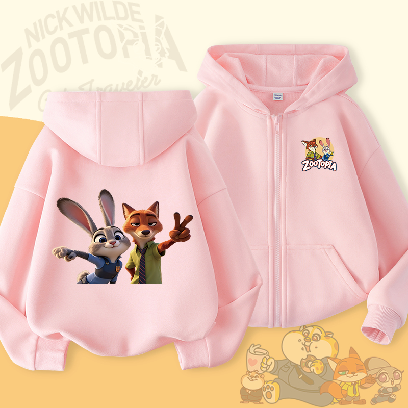 W.G.Q Áo Hoodie bé gái , mùa xuân thu phong cách mỏng giản dị thoải mái, có in hình thỏ và cáo