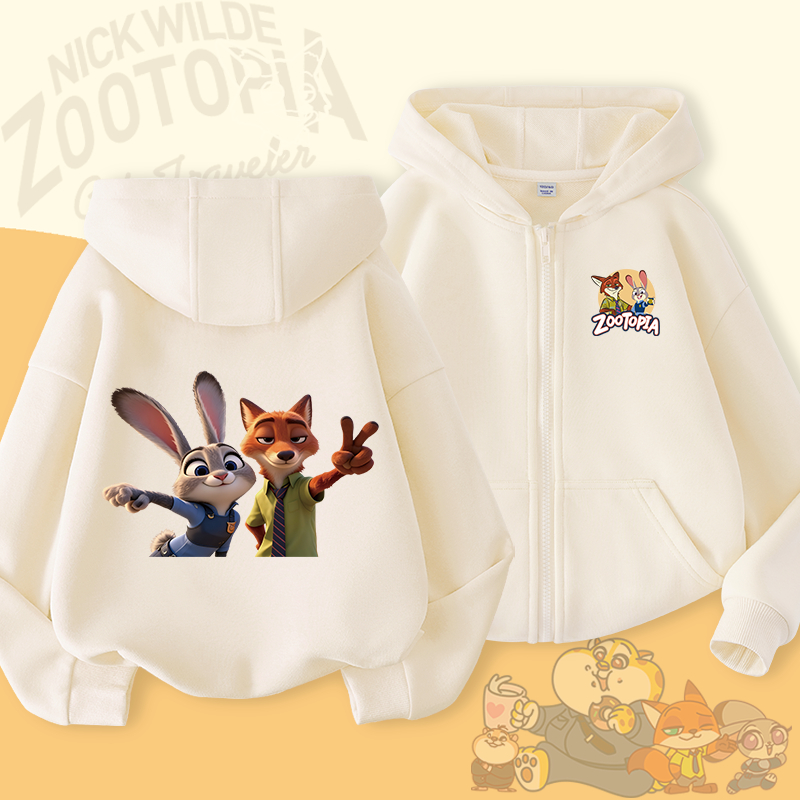 W.G.Q Áo Hoodie bé gái , mùa xuân thu phong cách mỏng giản dị thoải mái, có in hình thỏ và cáo